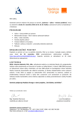 Autizmus &ndash; v&yacute;živa &ndash; tr&aacute;viace probl&eacute;my