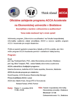 Oficiálne zahájenie progr. ACCA Accelerate na EU v Bratislave