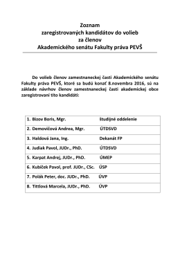 Zoznam zaregistrovaných kandidátov do volieb za členov