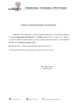 Základná škola , Na bielenisku 2, 902 01 Pezinok