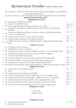Denn&eacute; menu - Re&scaron;taur&aacute;cia Trenčan