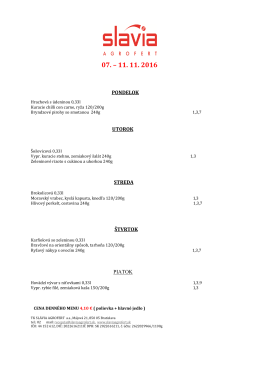 pondelok utorok streda &scaron;tvrtok piatok