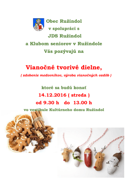 Vianočné tvorivé dielne s JDS a KS v Ružindole