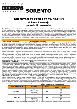 SORENTO DIREKTAN ČARTER LET ZA NAPULJ 4 dana