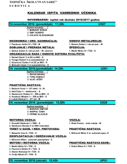 Novembar 2016 - Tehnička &scaron;kola &bdquo;Ivan Sarić&rdquo;