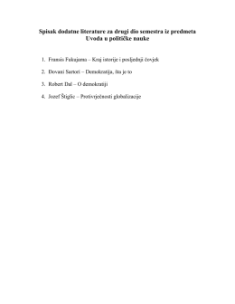 Spisak dodatne literature za drugi dio semestra iz predmeta Uvoda