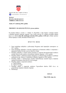 Dnevni red i materijali za 50. sjednicu Kolegija župana