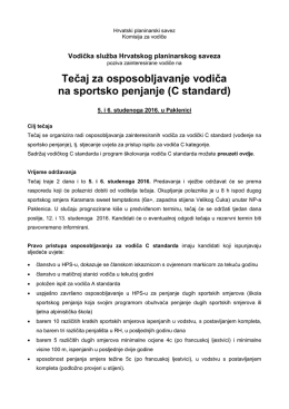 Tečaj za osposobljavanje vodiča na sportsko penjanje (C standard)
