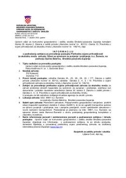 Informacija- zahtjev za prethodnu ocjenu