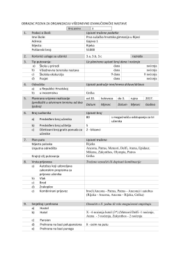 OBRAZAC POZIVA ZA ORGANIZACIJU VIŠEDNEVNE