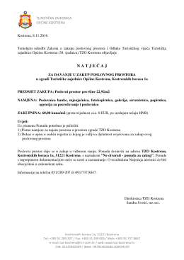 Natječaj za najam prostora - Turistička Zajednica Općine Kostrena