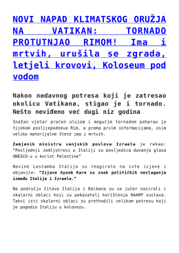 NOVI NAPAD KLIMATSKOG ORUŽJA NA VATIKAN