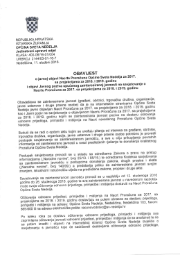 Obavijest o javnoj objavi Nacrta Proračuna