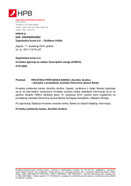 obavijest o produženju mandata članovima Uprave Banke