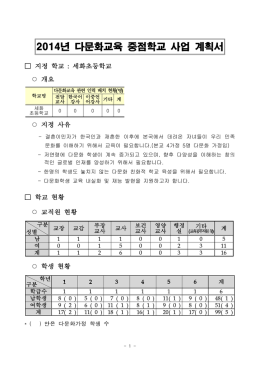 2014년 다문화교육 중점학교 사업 계획서