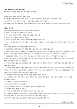 Prepaid SIM for Travel 중요사항 설명서