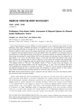 폐밀봉선원 처분방식별 폐쇄후 예비안전성평가