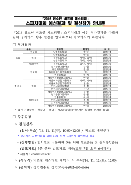 2016 청소년 비즈쿨 페스티벌 스피치대회 평가결과