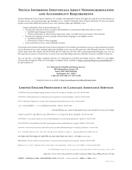 non-discrimination notice - Omaha Orthopedic Clinic and Sports