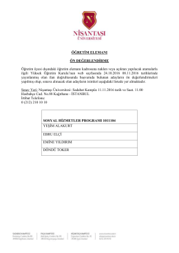 &Ouml;ĞRETİM ELEMANI &Ouml;N DEĞERLENDİRME &Ouml;ğretim &uuml;yesi dışındaki