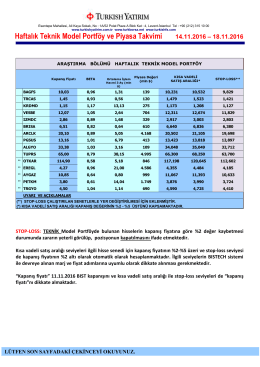 Haftalık Teknik Model Portf&ouml;y