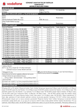 S&Uuml;PERNET ANAHTAR TESLİM TARİFELER