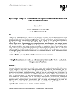 Aykırı değer varlığında hızlı minimum kovaryans determinantı