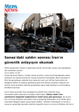 Sanaa`daki saldırı sonrası İran`ın güvenlik anlayışını