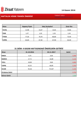 31 EKİM- 4 KASIM HAFTASINDAKİ &Ouml;NERİLERİN GETİRİSİ