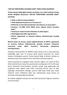 KHK`LER TÜRKİYESİNDE SAVUNMA HAKKI
