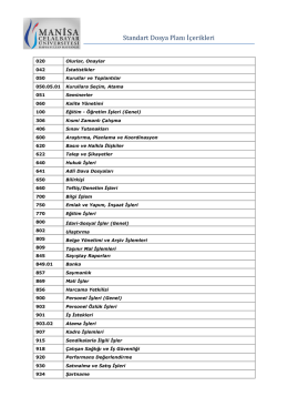 Standart Dosya Planı İ &ccedil;erikleri