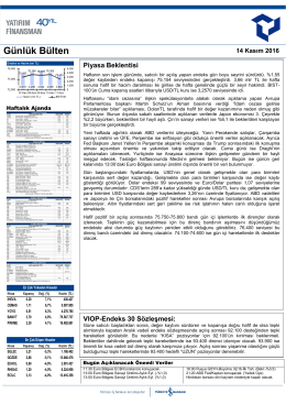 Günlük Bülten - Yatırım Finansman