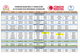 16 Kasım 2016 Atamalar - Tekirdağ Basketbol İl Temsilciliği