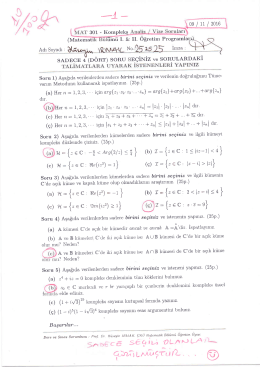 MAT301 Kompleks Analiz Vize Cevapları