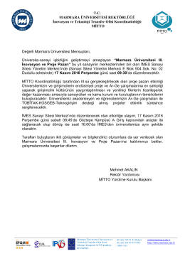 T.C. MARMARA &Uuml;NİVERSİTESİ REKT&Ouml;RL&Uuml;Ğ&Uuml; İnovasyon ve