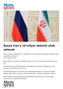 Rusya İran`a 10 milyar dolarlık silah satacak