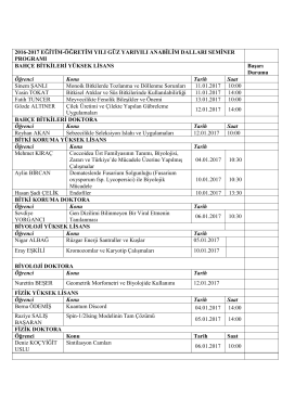 2016-2017 EĞİTİM-&Ouml;ĞRETİM YILI G&Uuml;Z YARIYILI ANABİLİM