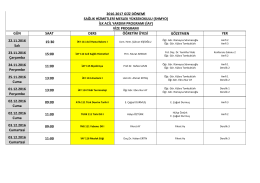 G&Uuml;N SAAT DERS &Ouml;ĞRETİM &Uuml;YESİ G&Ouml;ZETMEN YER 22.11.2016