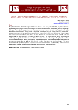 türkiye ve avustralya - Journal of Research in Education and Teaching