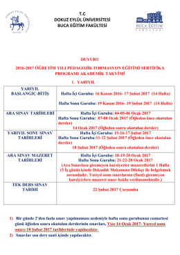 2016-2017 öğretim yılı pedagojik formasyon eğitimi sertifika