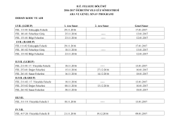 2016-2017 öğretim yılı güz dönemi sınav programı