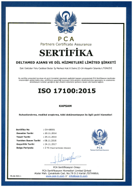 Page 1 Partners CertifiCate ASSuranCe SERTİFİKA DELTAMED