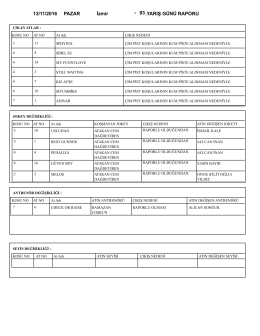 13/11/2016 PAZAR 93.YARIŞ GÜNÜ RAPORU İzmir