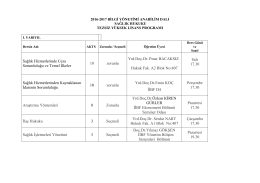 Güz Yarıyılı Ders Programı