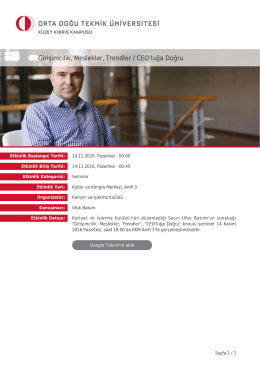 Girişimcilik, Meslekler, Trendler / CEO`luğa Doğru