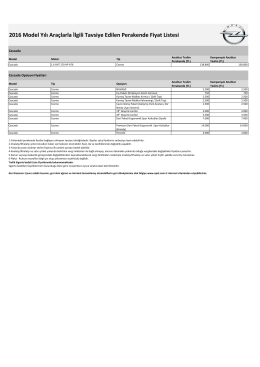 2016 Model Yılı Araçlarla İlgili Tavsiye Edilen Perakende