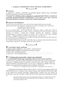 7. óra: A kozmológia problémája