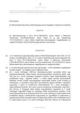 IV/471/2016. Az Alkotmánybíróság tanácsa alkotmányjogi panasz