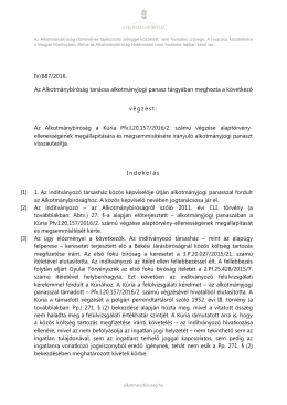 IV/887/2016. Az Alkotmánybíróság tanácsa alkotmányjogi panasz