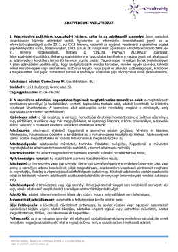 Adatvédelmi nyilatkozat - Kristályvirág Természetgyógyász Rendelő